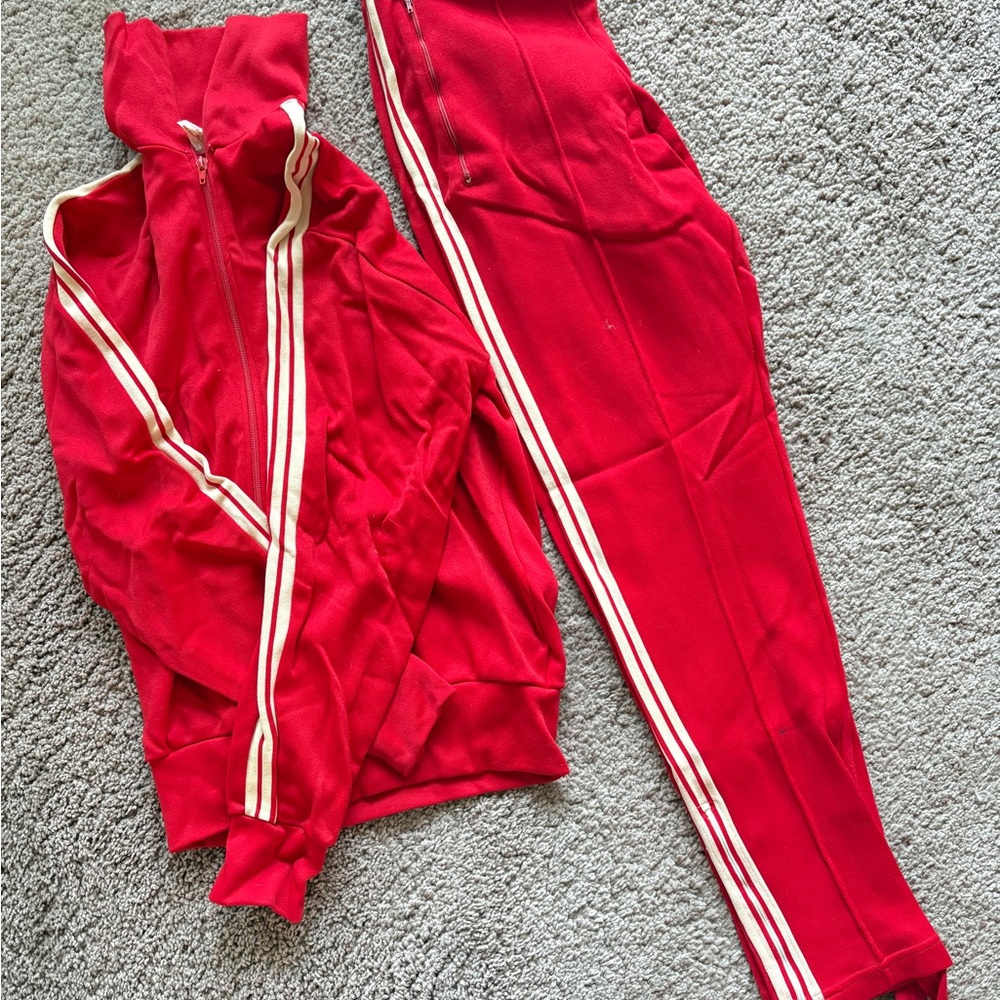 Vintage adidas Red Track Suit (pants have stirrups) size Small